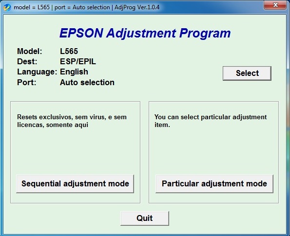 Epson L565 Resetter download