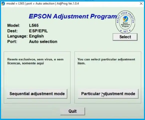 Epson L565 Resetter