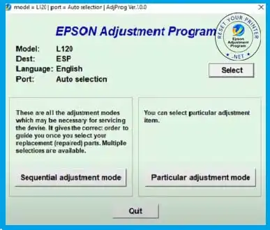Epson L120 adjustment Program