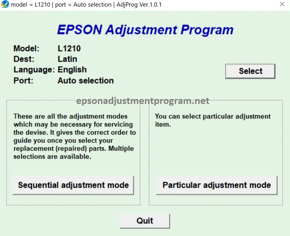 Epson L1210 Resetter