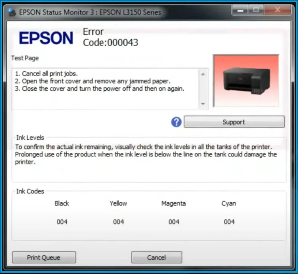epson l3210 paper jam error