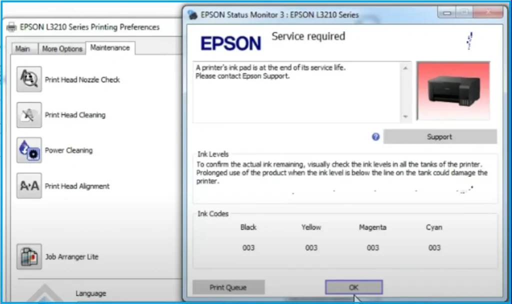 Epson l3210 service required